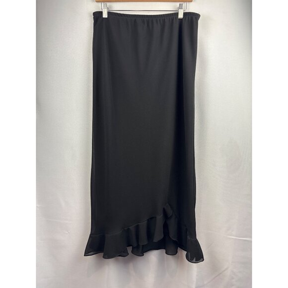 Black MSK Womens Ruffled Hem Skirt Size 16 Polyester - Picture 1 of 4